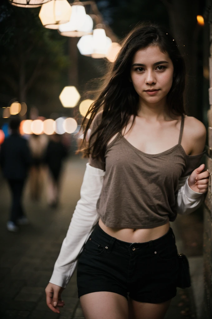polaroid photo, night photo, photo of 24 y.o beautiful woman, pale skin, bokeh, motion blur