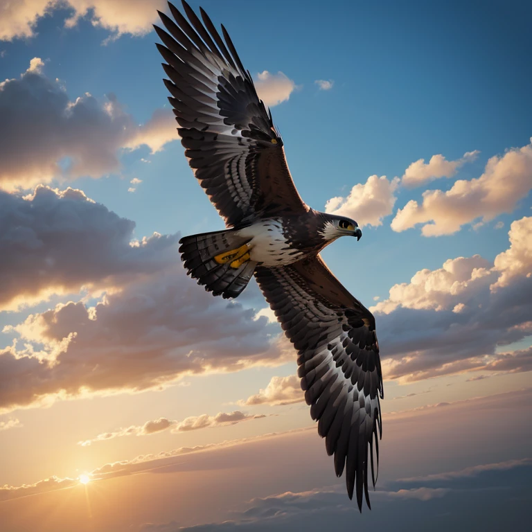 Image of a flying hawk super realistic image