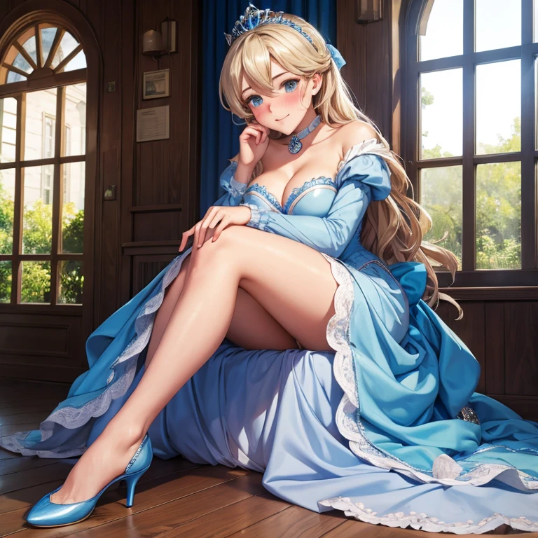 Embarrassed blushing Cinderella sitting