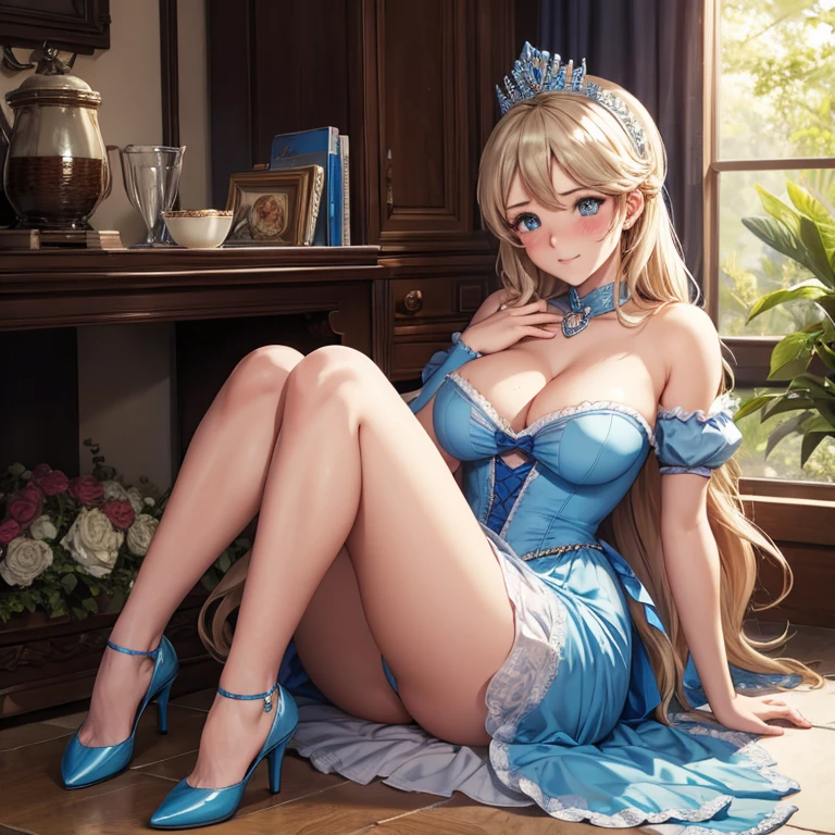 Embarrassed blushing Cinderella sitting