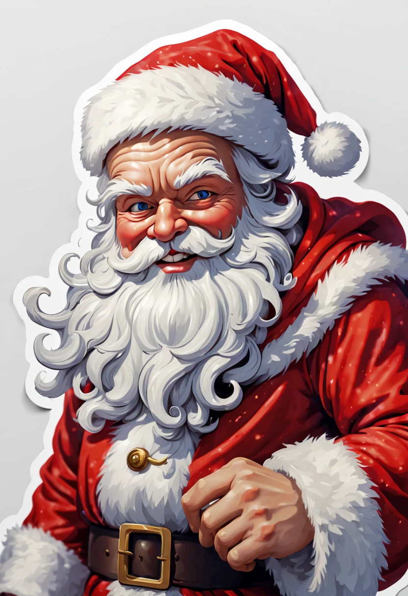 (masterpiece: 1.2), (best quality), (ultra detailed), (8k, 4k, intricate), (highly detailed: 1.2), infinity white background sticker with waving santa claus design