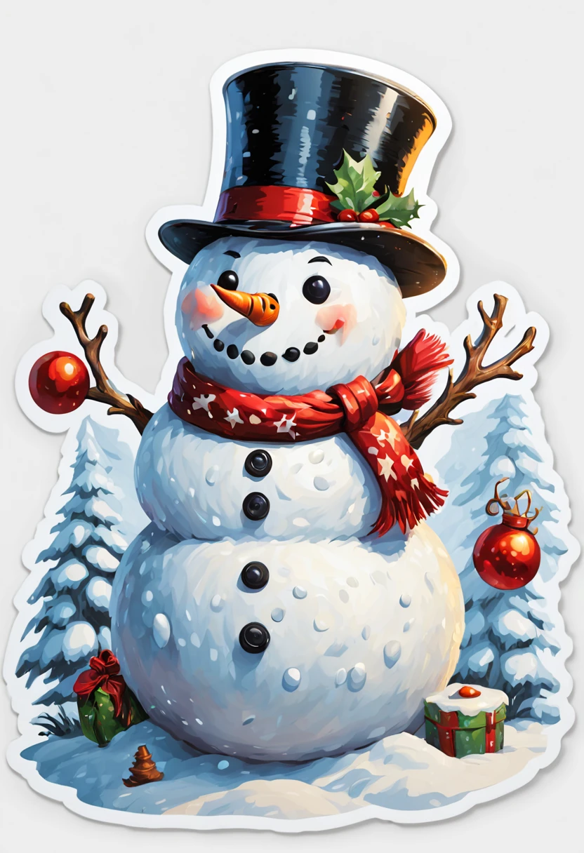 (masterpiece: 1.2), (best quality), (ultra detailed), (8k, 4k, intricate), (highly detailed: 1.2), infinity white background sticker with a snowman design