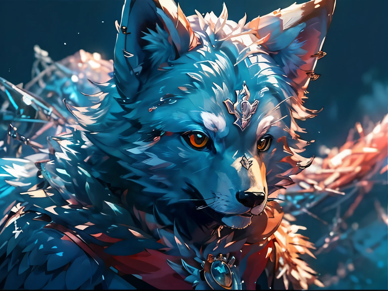 Crie uma imagem de um lobo abstrata em 4k