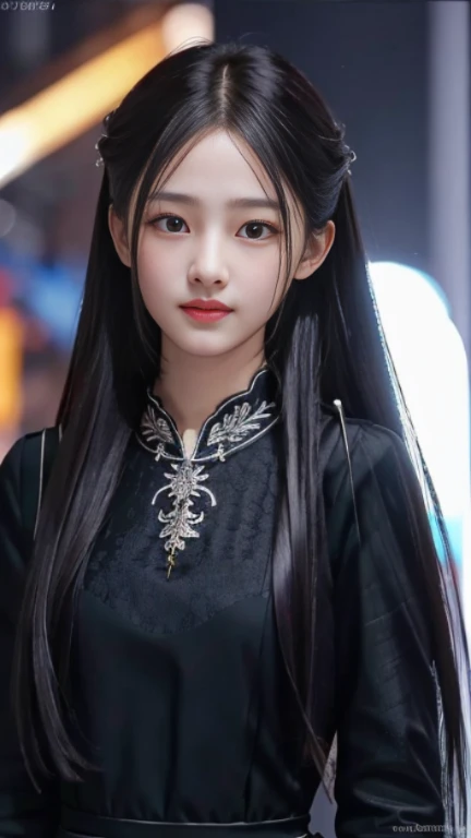 Ultra HD, The 8k quality, girl with, Very long hair, black blur dress, Detailed eyes, Front capture, unreal enginee 5,