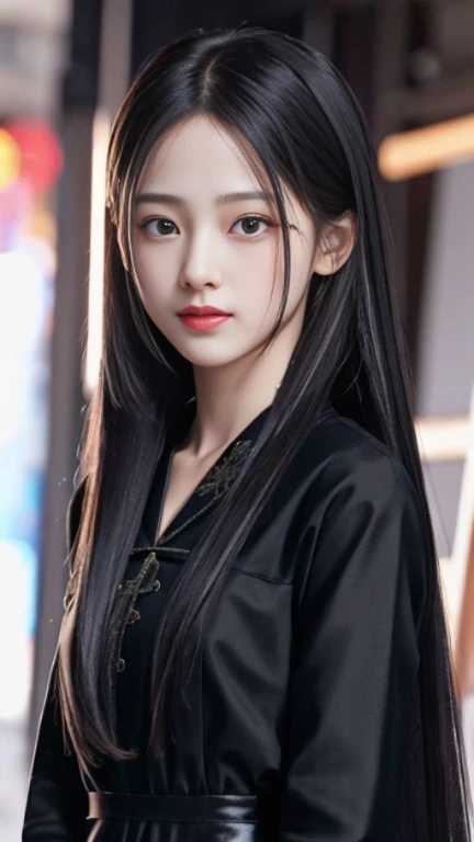 Ultra HD, The 8k quality, girl with, Very long hair, black blur dress, Detailed eyes, Front capture, unreal enginee 5,