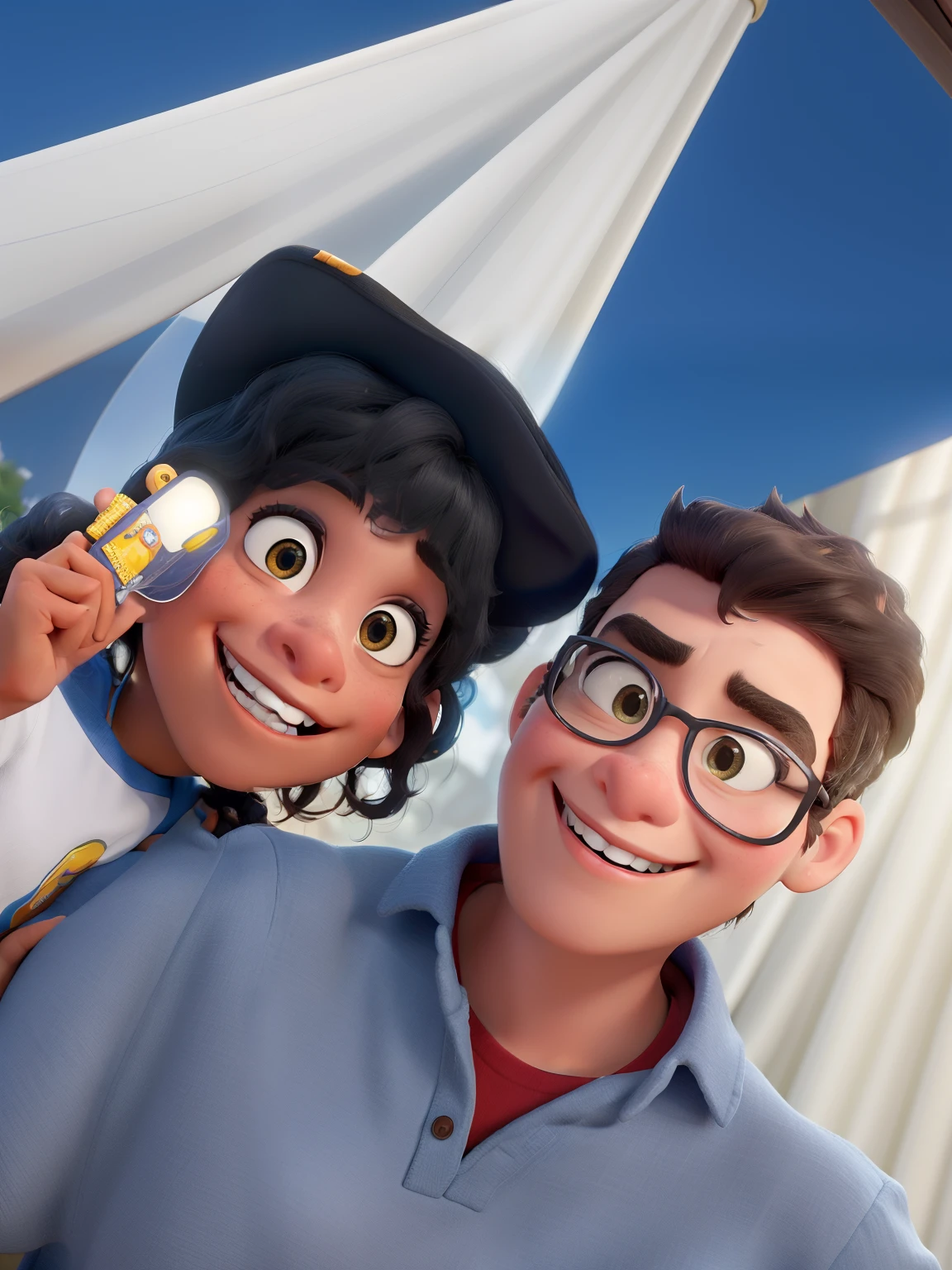 Um filme inspirado na Disney Pixar, Apresentando no cartaz uma imagem de uma sala de estar. duas s negras, com castanho claro, Cabelo liso preto. They're wearing a wite t-shirt. Eles usando um batom vermelho. deve estar no estilo de arte distinto da pixar, with a focus on character expressions, cores vibrantes, and detailed textures that are characteristic of.