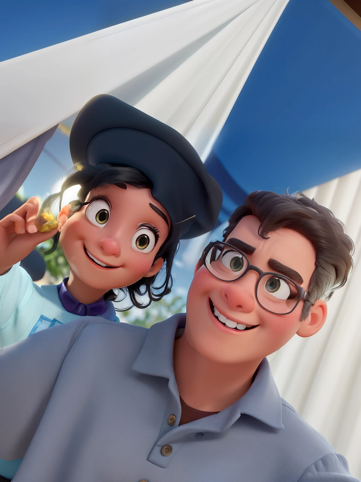 Um filme inspirado na Disney Pixar, Apresentando no cartaz uma imagem de uma sala de estar. duas meninas negras, com castanho claro, Cabelo liso preto. They're wearing a wite t-shirt. Eles usando um batom vermelho. deve estar no estilo de arte distinto da pixar, with a focus on character expressions, cores vibrantes, and detailed textures that are characteristic of.