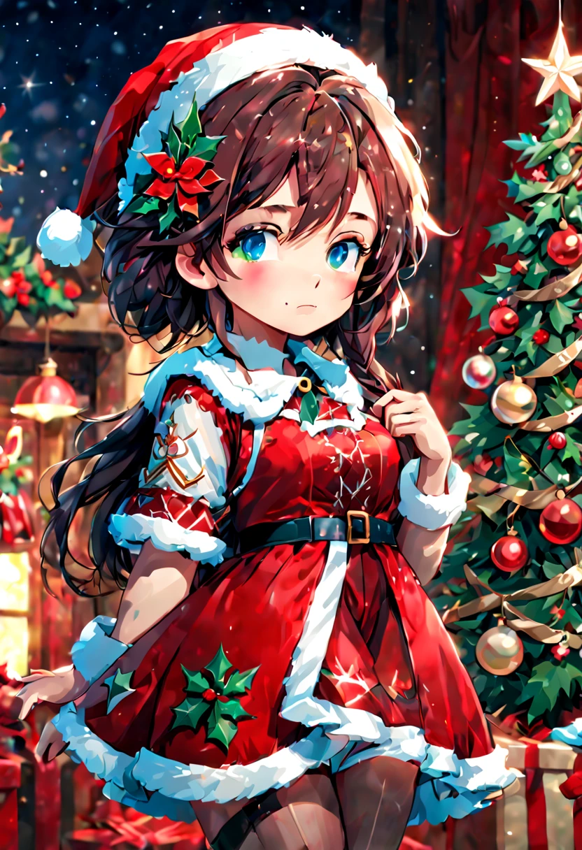 Sticker, christmas Sticker, 1girl, Christmas costume, intricate, (masterpiece, Representative work, official art, Professional, unity 8k wallpaper:1.3)