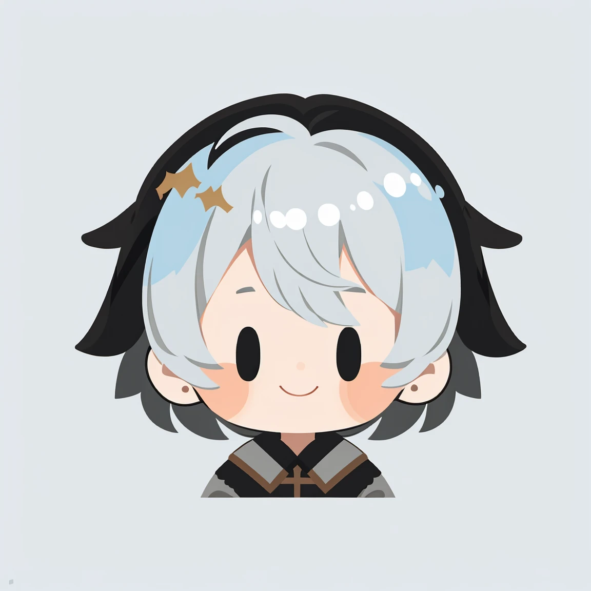 Flat Avatar, One Boy, Solo, happy Face, Headshot, Background, White Hair,Short Layer and Tuggy Hair