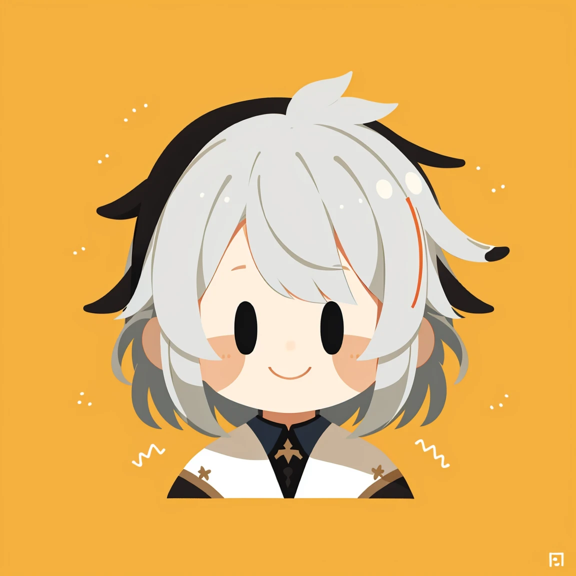Flat Avatar, One Boy, Solo, happy Face, Headshot, Background, White Hair,Short Layer and Shoulder length Hair