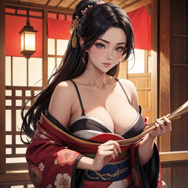 Mulan in a kimono shows her breasts