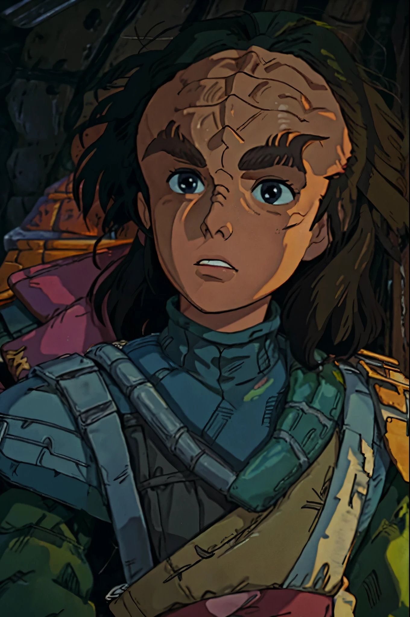 klingon
forehead ridge
thick eyebrows
dark skin ghibli style