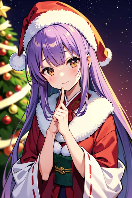 Japanese Santa Girl, Very long hair, lavender color., Christmas Tree