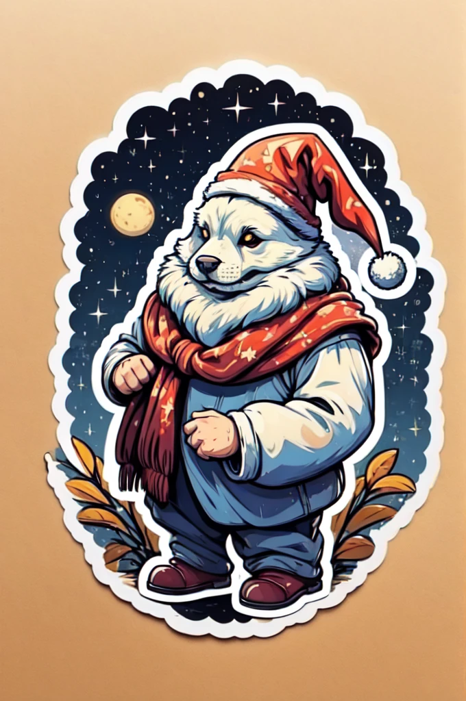 Sticker design, christmas Sticker, Christmas costume, by mooncryptowow and popular science, enhance, intricate, (masterpiece, Representative work, official art, Professional, unity 8k wallpaper:1.3)