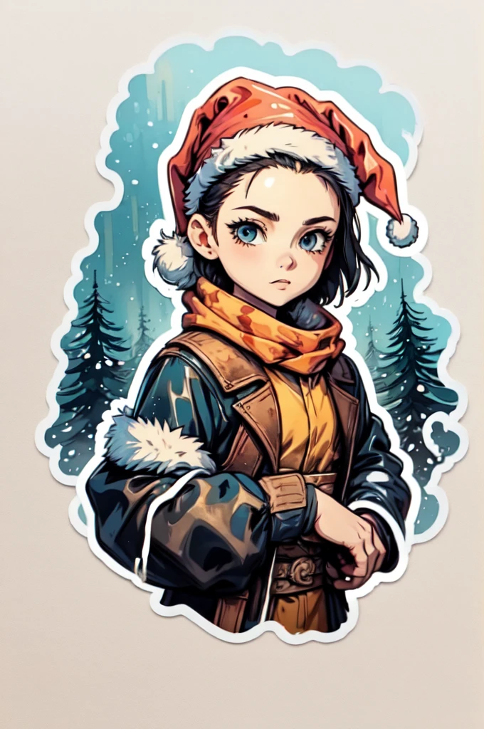 Sticker design, christmas Sticker, Christmas costume, by Yoji Shinkawa, enhance, intricate, (masterpiece, Representative work, official art, Professional, unity 8k wallpaper:1.3)