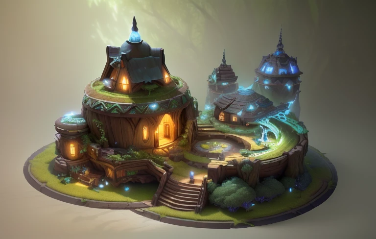 masterpiece, best quality, (extremely detailed CG unity 8k wallpaper), (best quality), (best illustration), (best shadow),( A mushroom house covered with moss),(((Fantasy))),(((spirit))),(((dew))),(timbo),(creek),firefly,clover,starlight surrounds the room,petal, isometric 3D, octane render,ray tracing,ultra detailed,