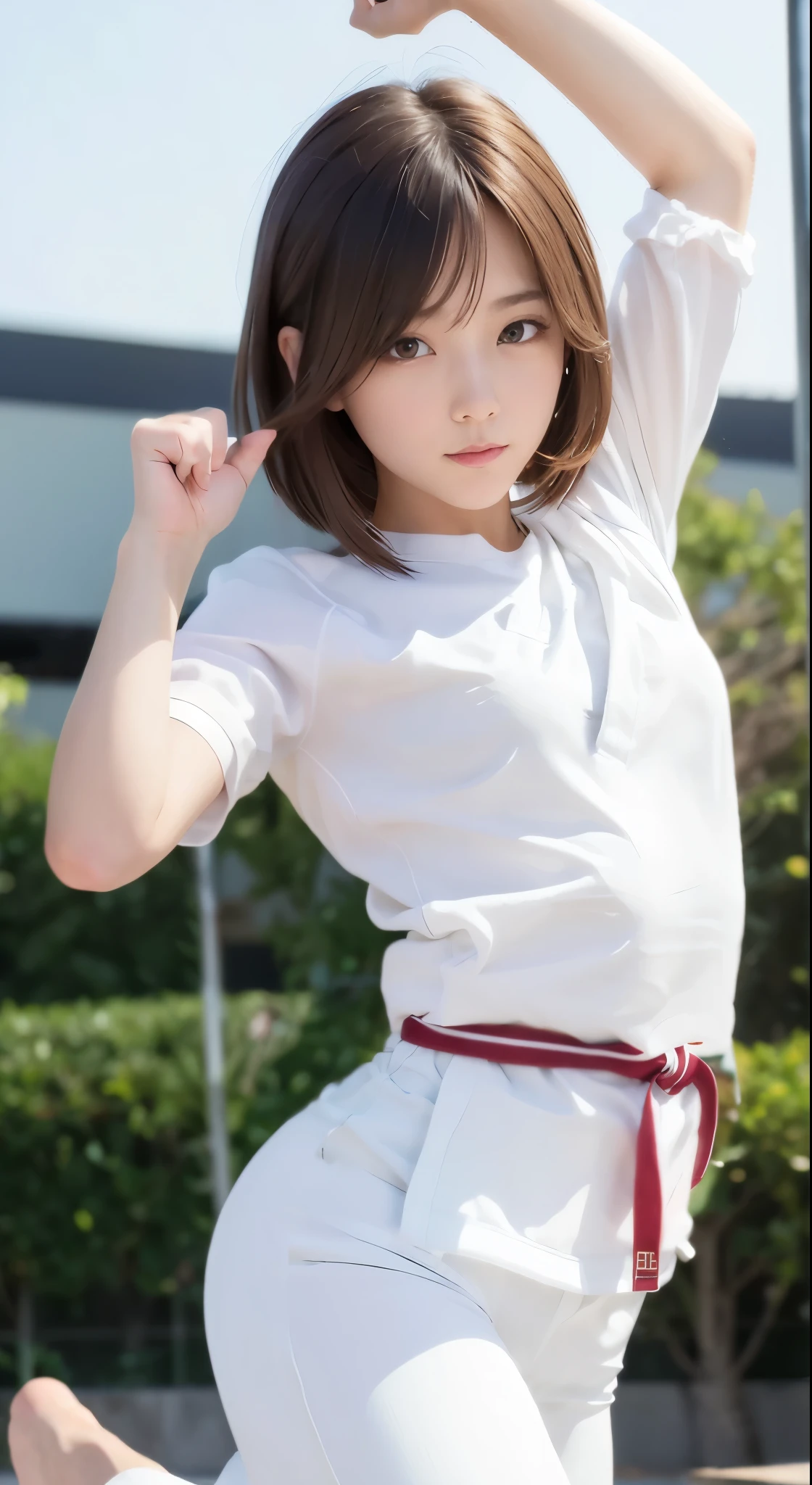 Paint in the natural color of a white karate uniform