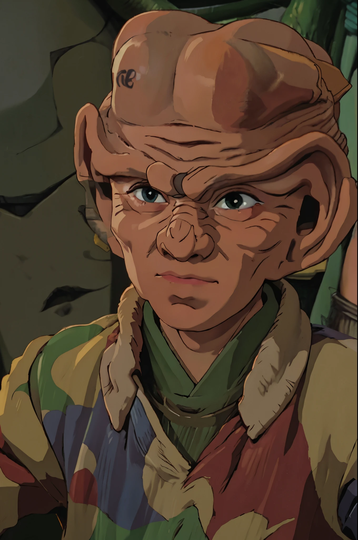 ghibli style ferengi
big ears
bald
brow ridge