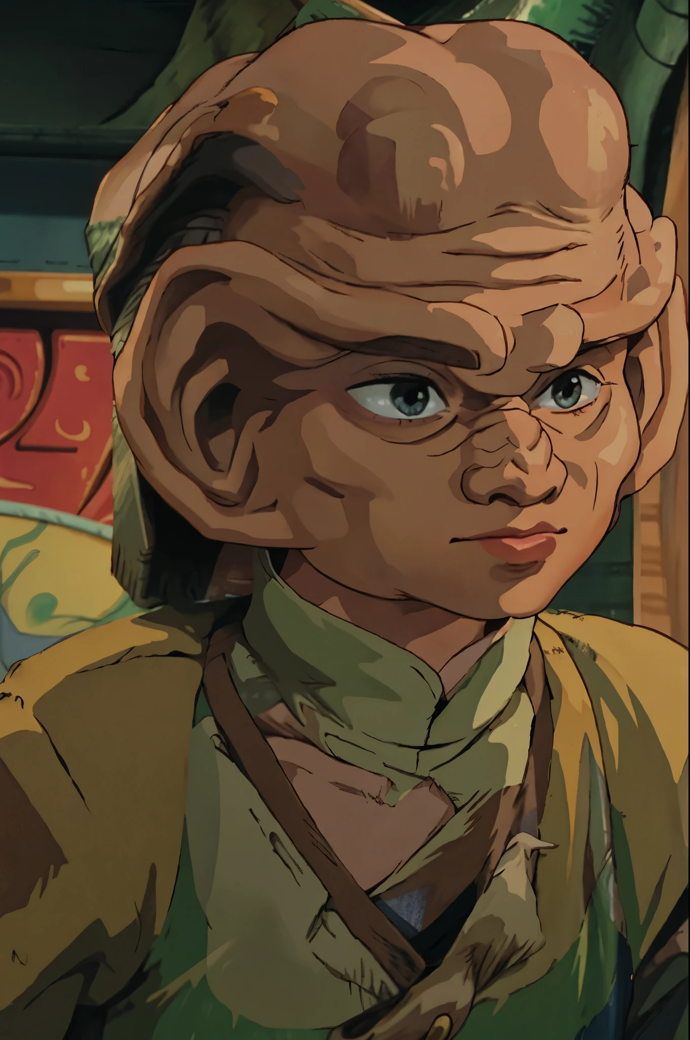 ghibli style ferengi
big ears
bald
brow ridge
