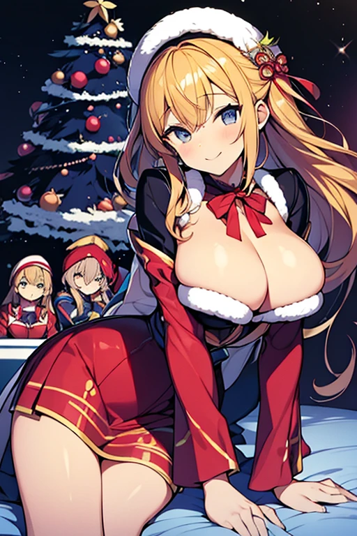 3 filles assist before a sapin in sous vetement de noel , three sexy japanese sleeves