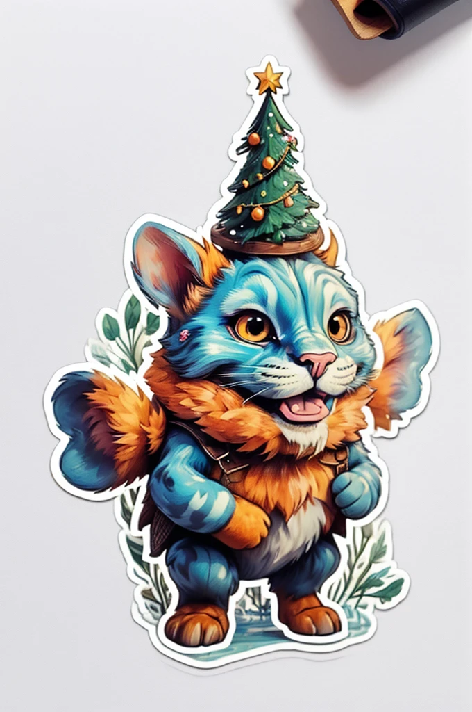 Sticker design, christmas Sticker, Christmas costume, 3D cartoon, by Nicolette McNamara, enhance, intricate, (masterpiece, Representative work, official art, Professional, unity 8k wallpaper:1.3)