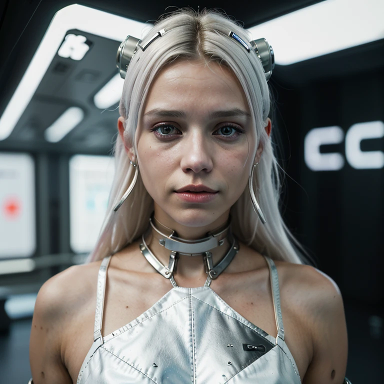 (HD realisic 8k) beautiful white tanned Europa girl cyberpunk style sad
