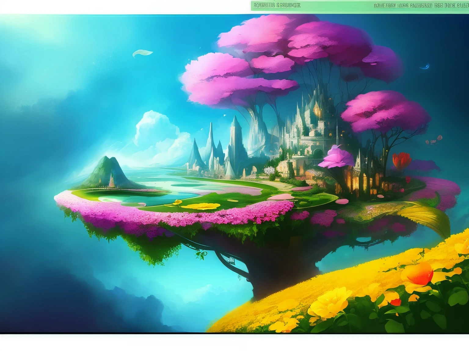 Sky gardeneautiful world in imagination,Flowers bloom,Romantic and wonderful fantasy,concept-art