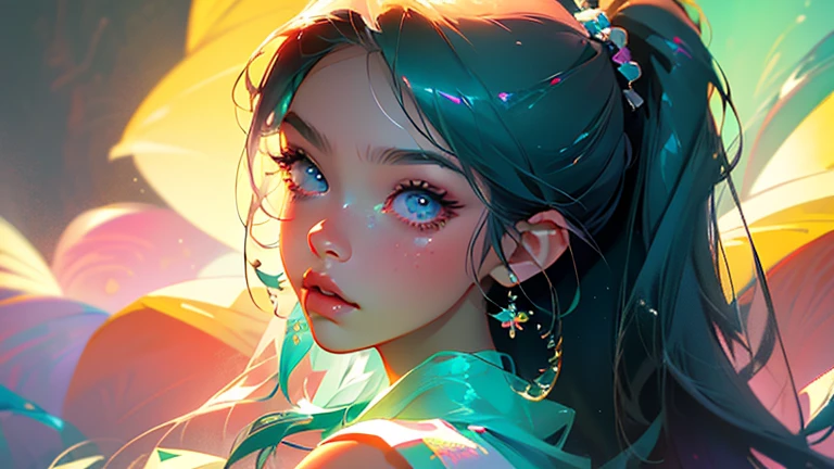 anime girl with colorful hair and a colorful dress, rossdraws pastel vibrant, rossdraws cartoon vibrant, anime style 4 k, beautiful anime portrait, artgerm colorful!!!, ! dream artgerm, beautiful anime girl, anime styled digital art, anime art wallpaper 4k, anime art wallpaper 4 k, digital anime art, extremely detailed artgerm