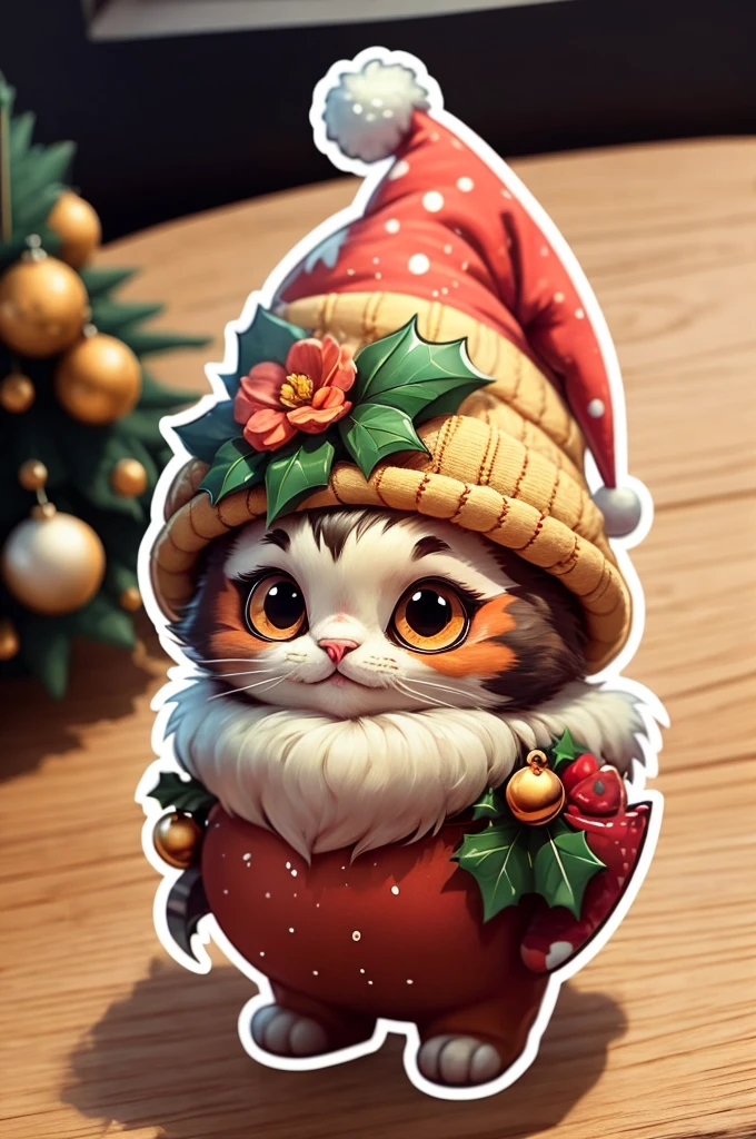 Sticker design, christmas Sticker, 1girl, (Christmas hat, Christmas costume:1.2), Christmas elements, Funny, cute, 3D cartoon, enhance, intricate, (masterpiece, Representative work, official art, Professional, unity 8k wallpaper:1.3)