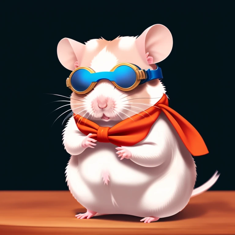 ((boy hamster, chubby, goggles on forehead, animal solo, hamster focus, full body)), cute, cool, red neckerchief, adventurer, best_quality, design, hires, highly detailed