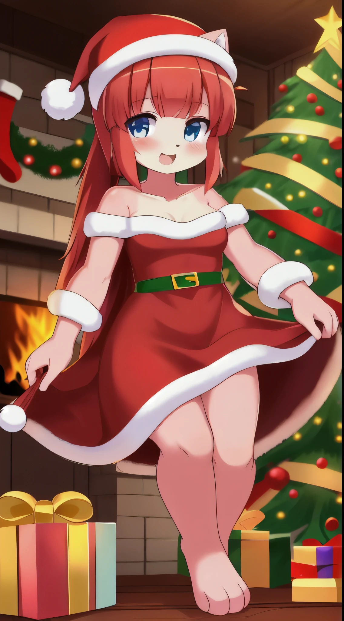 (best quality, masterpiece:1. 2), highly detailed, HDR, girl in the snow, (nude, no clothes, naked), model position, happy, smiling, looking at the viewer, long hair, sunset, (beautiful detailed eyes, beautiful detailed lips, extremely detailed eyes and face, long eyelashes), (shapely, rounded, hourglass) body, (beautiful detailed breasts, shapely breasts, firm breasts), (shapely, toned) legs, seductive atmosphere, flirtatious look, very sexy, sunset, (red hair, long hair, green eyes, freckles on the face), snowy trees, snowy mountains in the background, falling snow, (nsfw: 1. 0)