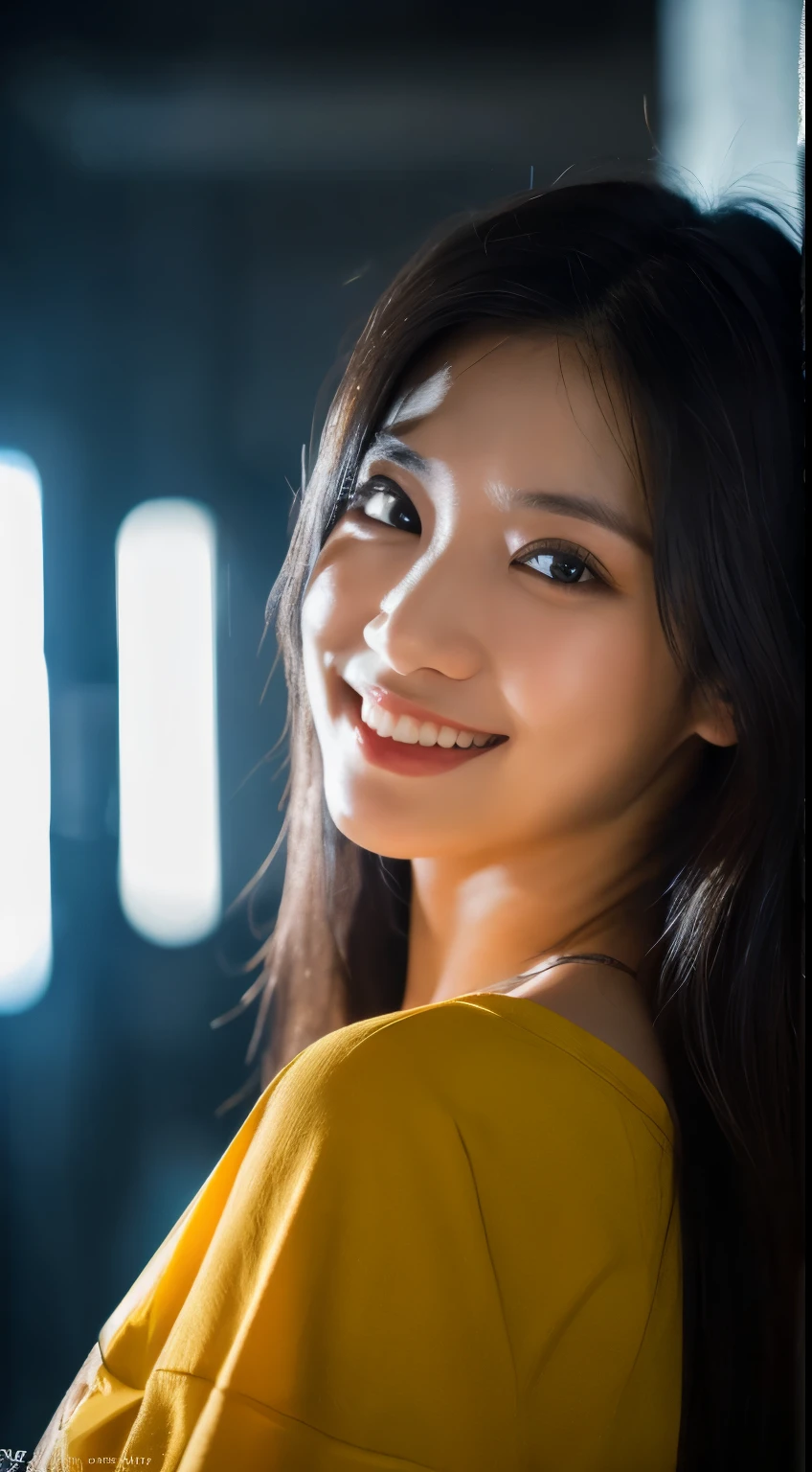 masterpiece,best quality,(Japanese ),((Beautiful girl)),cleavage,indoor,(perfect body beauty:1.2),(shy smile),beautiful teeth,