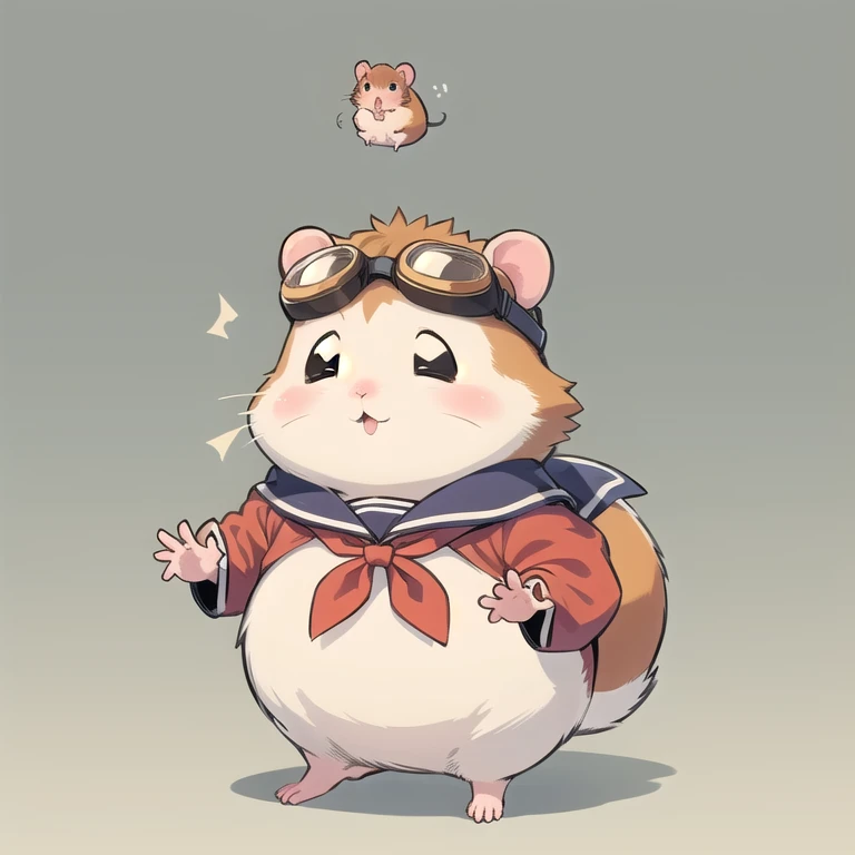 ((hamster, chubby, goggles on forehead, animal solo, hamster focus, full body)), cute, cool, red neckerchief, adventurer, best_quality, design, hires, highly detailed