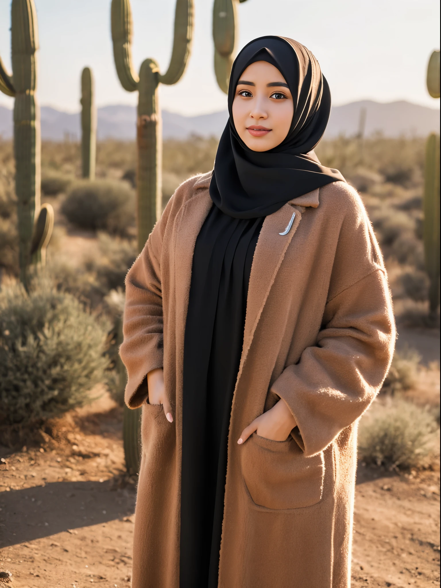 hijab, gamis, desert