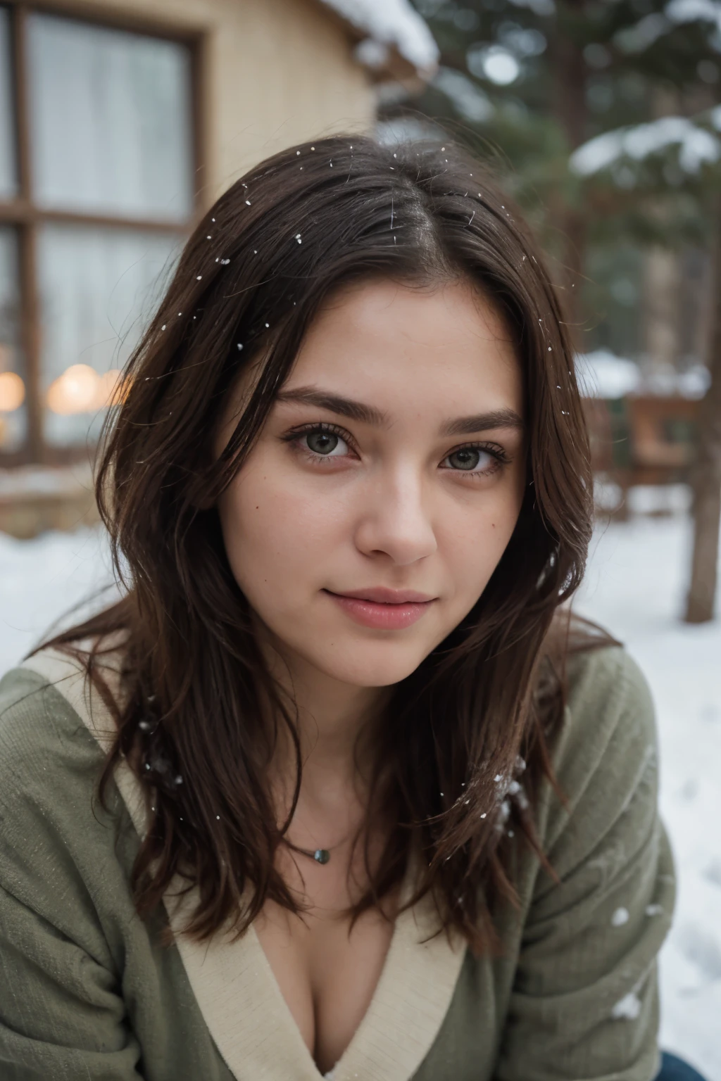 Cute beautiful sexy European light-green-eyed brunette, 22 years old, castle,
sitting on a reindeer, snow, christmas, warm winter clothes, snowy forest, snow, outside, evening, santa claus,
tiny waist, very detailed, innocent face, face-length 1.3 times the face-width, almond-shaped eyes, squared face-shape, high cheekbones, naturally wavy hair, light-green eyes, high-res, masterpiece, best quality, intricate details, very detailed, sharp focus, detailed skin, realistic skin texture, texture, detailed eyes, professional, 4k, charming smile, shot with Canon, light depth of field, Kodak Vision color, perfectly fitting body, extremely detailed, photo_\( ultra\), photorealistic, realistic, post processing, maximum details, roughness, real life, ultrarealistic, photorealism, photography, 8k UHD, photography