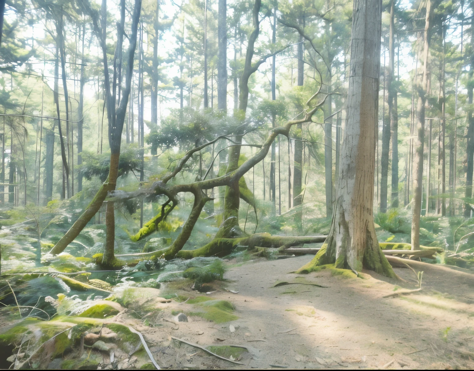 cinematic ligh照片, Vancouver OG Forest, The tree, mossy, rays of sunshine, 35 mm photo, cinematic ligh, bokeh, professional, 4K, The is very detailed,