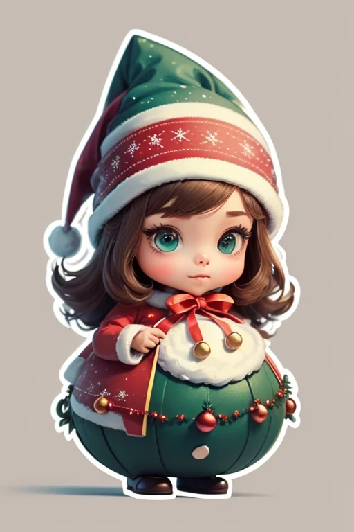 Sticker design, christmas Sticker, vector art, playful style, cute, chibi,  background, by Richard Scarry, enhance, intricate, (masterpiece, Representative work, official art, Professional, unity 8k wallpaper:1.3)
