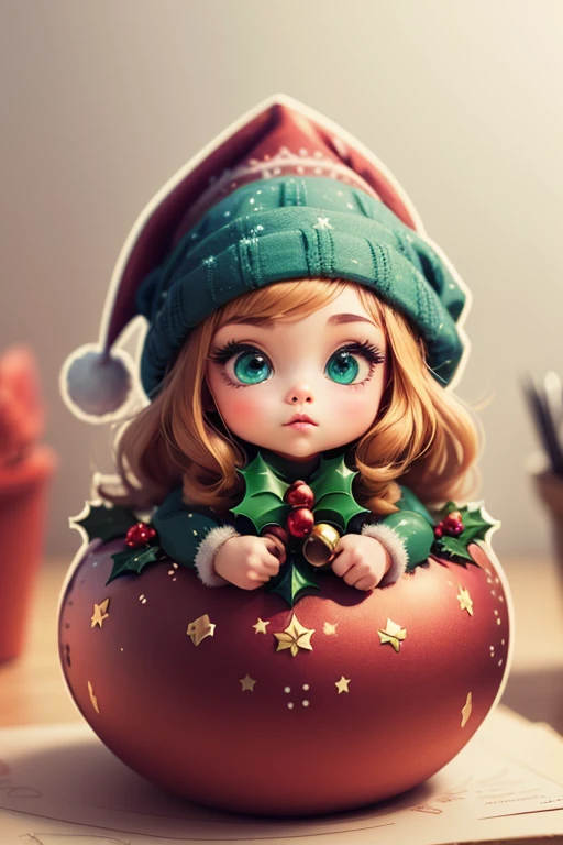 Sticker design, christmas Sticker, 1girl, (Christmas hat, Christmas costume:1.2), Christmas elements, playful, cute, 3D cartoon, by Brian Kesinger, enhance, intricate, (masterpiece, Representative work, official art, Professional, unity 8k wallpaper:1.3)