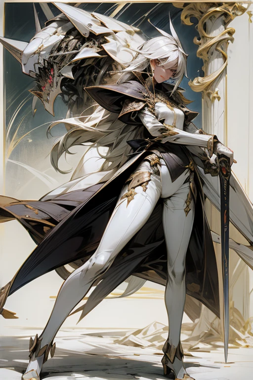 mujer, espada, alas, robot