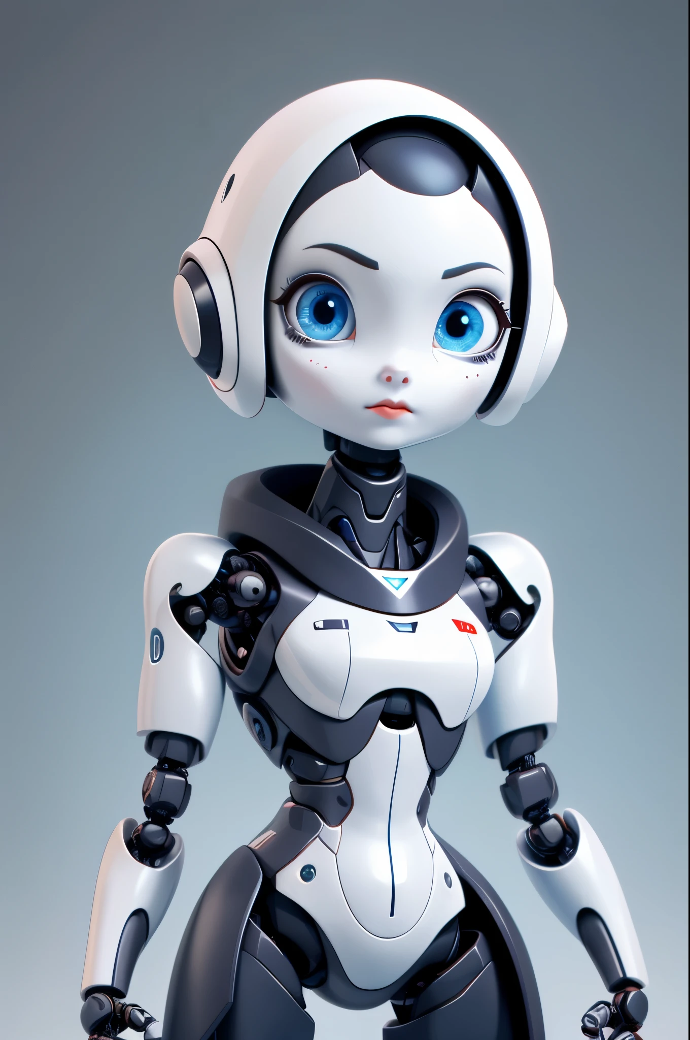AI Robot ,blue human eyes ,Looking at camera as avatar