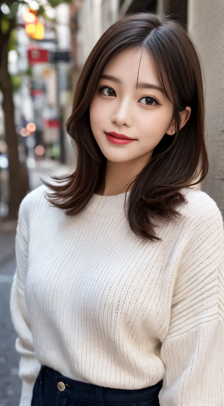White knitted sweater
