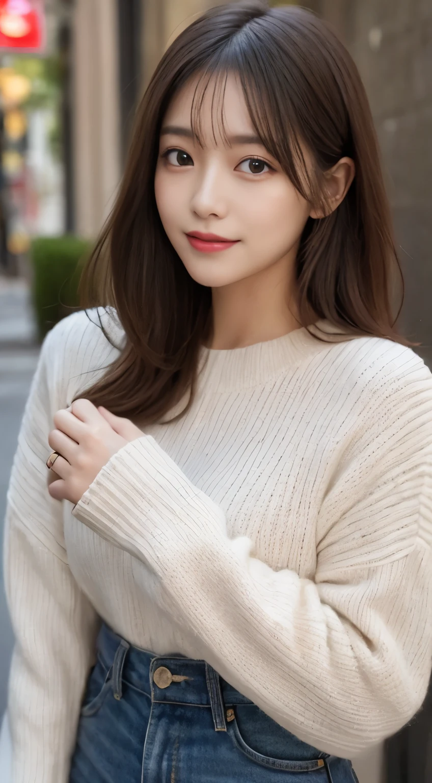 White knitted sweater
