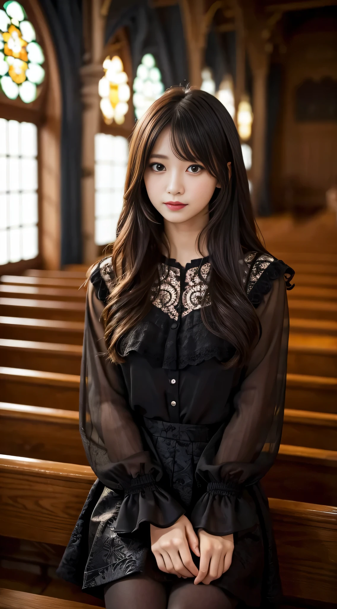 LTRA Details、japanes、Fascinating beauty、Dainty woman、Piercing eyes、Cool Girl、Wavy Hair、Suit、jaket、Blouse、tight skirts、Black pantyhose、Evil Female Executive、Evil Fall、brainwash、lacy fabric、Glossy legs、black lipstick、Lip gloss、Smirk、wickedな表情、Suspicious look、Hollow eyes、wicked、Reaching out、Arms up、In the Church、Palm forward、seductiv、Pendants