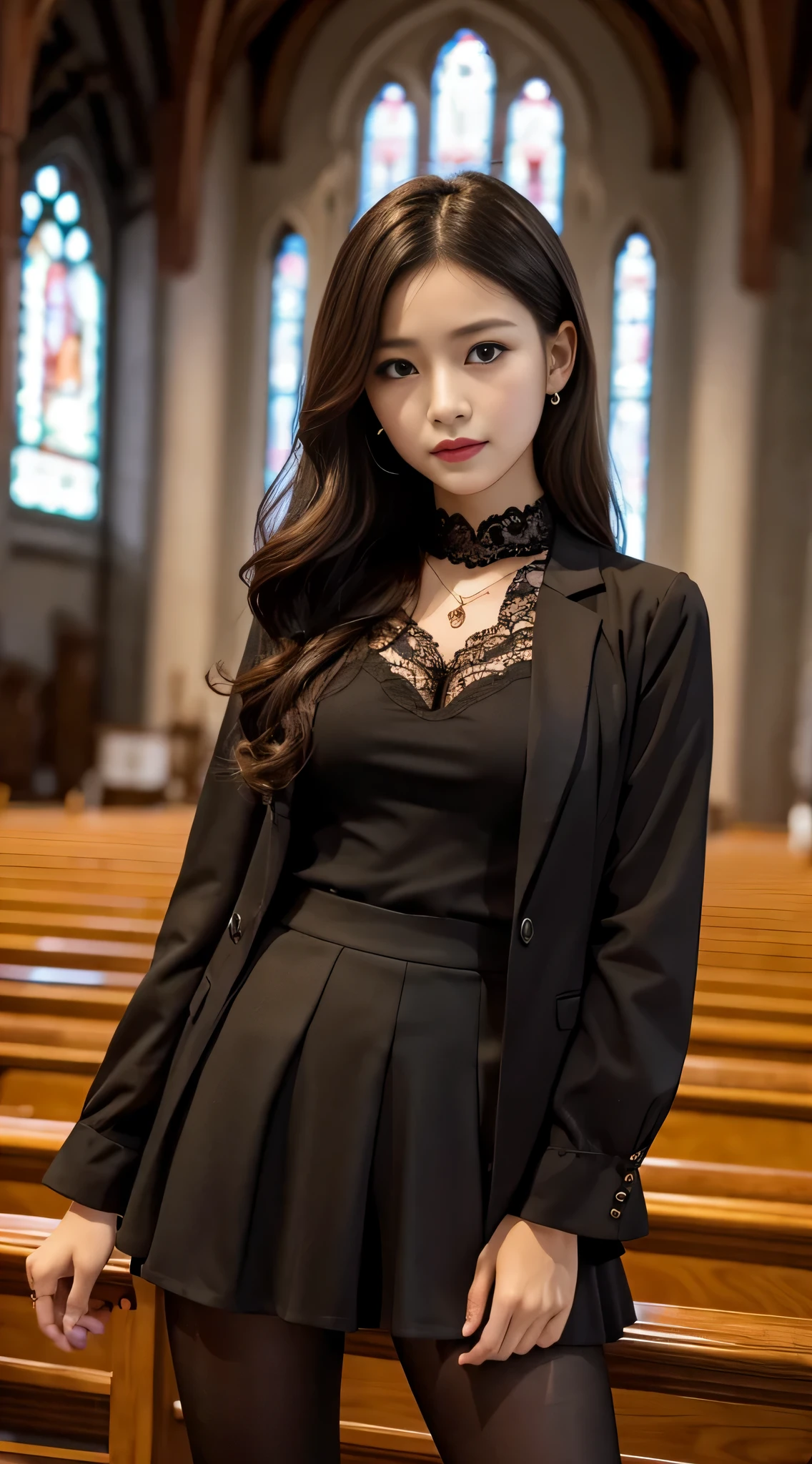 LTRA Details、japanes、Fascinating beauty、Dainty woman、Piercing eyes、Cool Girl、Wavy Hair、Suit、jaket、Blouse、tight skirts、Black pantyhose、Evil Female Executive、Evil Fall、brainwash、lacy fabric、Glossy legs、black lipstick、Lip gloss、Smirk、wickedな表情、Suspicious look、Hollow eyes、wicked、Reaching out、Arms up、In the Church、Hold your hand over it、seductiv、Pendants