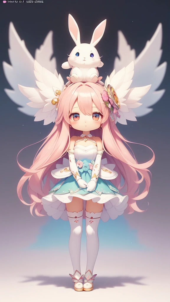 Masterpiece, Best Quality, Official Art, 8k Wallpaper, Very Detailed, Illustration, 1 Girl, White Hair, Beautiful Eyes, Stocking Pattern, Super Cute Girl Full Body 3D Drawing, Good Looking Eyes, Big Eyes, Cute, Happy, C4D, Pop Matt Blind Box, Glow Bubble, Toy, Solid Color Background, Chibi, Fluorescent Translucence, Luminescence, Kawaii, Doll, Pop Mart Blind Box, Pixar, Intricate Details, 3D Rendering, Blender, OC Renderer, FOL body reference sheet,dribble,high details,8k,studio lighting,loli,petite,child,chibi ,