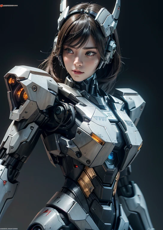 Textured skin, Super Detail, high details, High quality, Best Quality, hight resolution, 1080p, hard disk, Beautiful,(War Machine),(head gear),beautiful cyborg woman,Mecha Cyborg Girl,Battle Mode,Girl with a Mecha Body,She wears a futuristic war machine weapon mech,Fulll body Shot