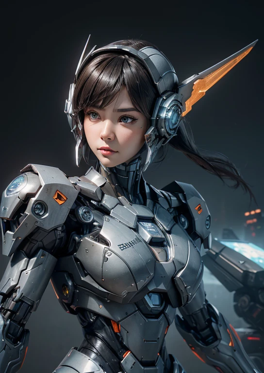 Textured skin, Super Detail, high details, High quality, Best Quality, hight resolution, pixel art, hard disk, Beautiful,(War Machine),(head gear),beautiful cyborg woman,Mecha Cyborg Girl,Battle Mode,Girl with a Mecha Body,She wears a futuristic war machine weapon mech,Fulll body Shot