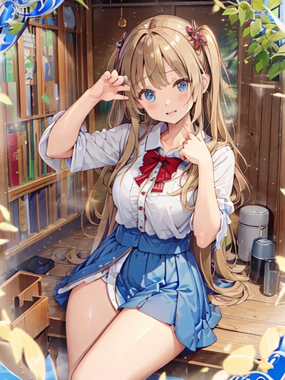 A 12 year old girl with a cute blonde wavy headband sits naked with her legs spread wide showing her ass, anus, pussy and small nipples.。I don't wear any underwear。A pose where you can be seen from below。are small。Pose that shows your anus。pussy and anus are spread。Spreading legs with both hands。Emphasis on。Her costume is a dirndl.。SEX。NFSW。
