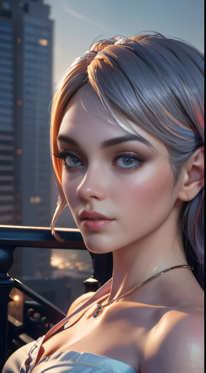 photo of QTCinderella, RAW, beautiful woman, ((portrait)), ((detailed face:1.2)), ((detailed facial feature, detailed skin, clear skin), (perfect proportioned body), (wearing a colorful dress) (high detailed city environment, apartment balcony), (realistic photo, best quality, detailed), (8k wallpaper), (cinematic lighting, dramatic lighting) (sharp focus, intricate)