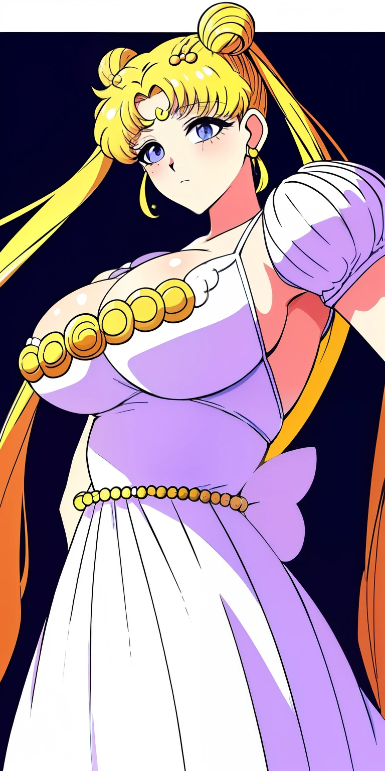 SMU Sagitsukino, 큰pectorals, Standing, Solo, Masterpiece, Best Quality, Detailed face, Detailed Eyes, high resolucion, Masterpiece, Best Quality, Detailed face, Detailed Eyes, high resolucion, Princess costume,tranquility,프린세스tranquility,네오퀸tranquility,pectorals,Big,거대한pectorals,풍만한pectorals.a blond,Dumpling head,왕pectorals,breast,forehead crescent moon,젖pectorals,흘러넘치는pectorals,voluptuousness,The dress,crescent moon on forehead,pain,sexiness